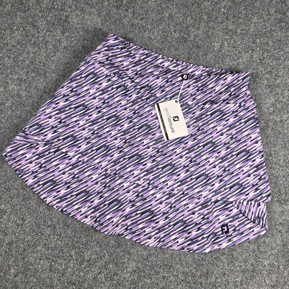 FootJoy Golf Skort Womens Small Purple Abstract Print‎ Side Zip Pocket NWT